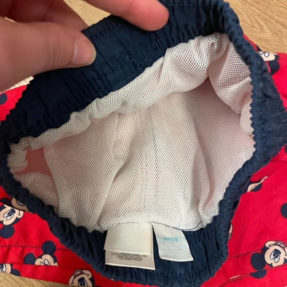 Disney Infant Boys Red Mickey Mouse Swim Trunks Baby Board Shorts size 18m